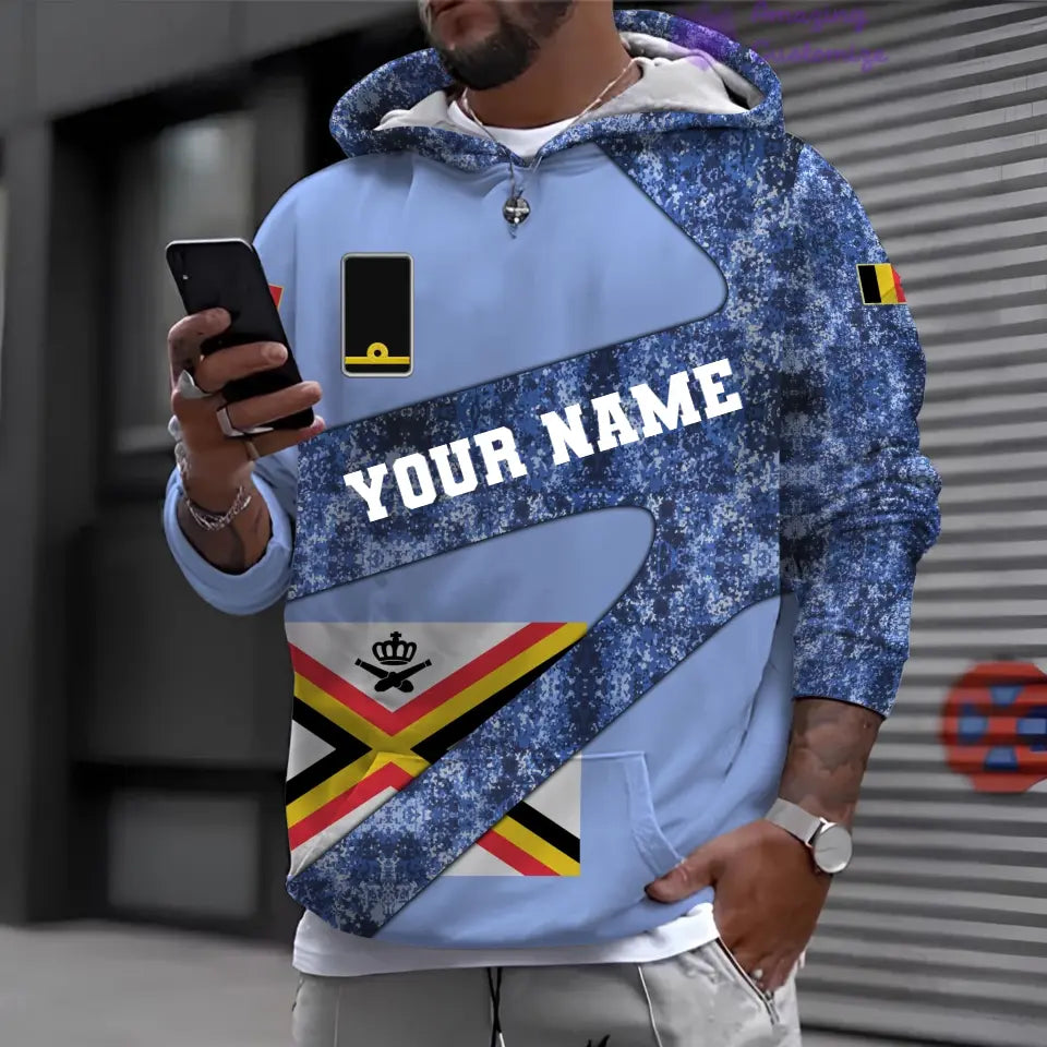 Personalized Belgium Soldier/ Veteran Camo With Name And Rank Hoodie 3D Printed - 3001240001QA