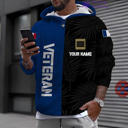 Personalized France Soldier/ Veteran Camo With Name And Rank Hoodie Shirt 3D Printed  - 2802240001QA