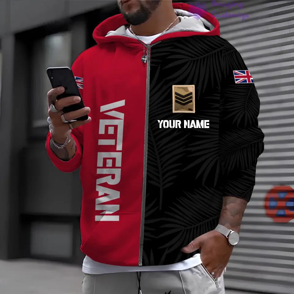 Personalized UK Soldier/ Veteran Camo With Name And Rank Hoodie Shirt 3D Printed  - 17090784