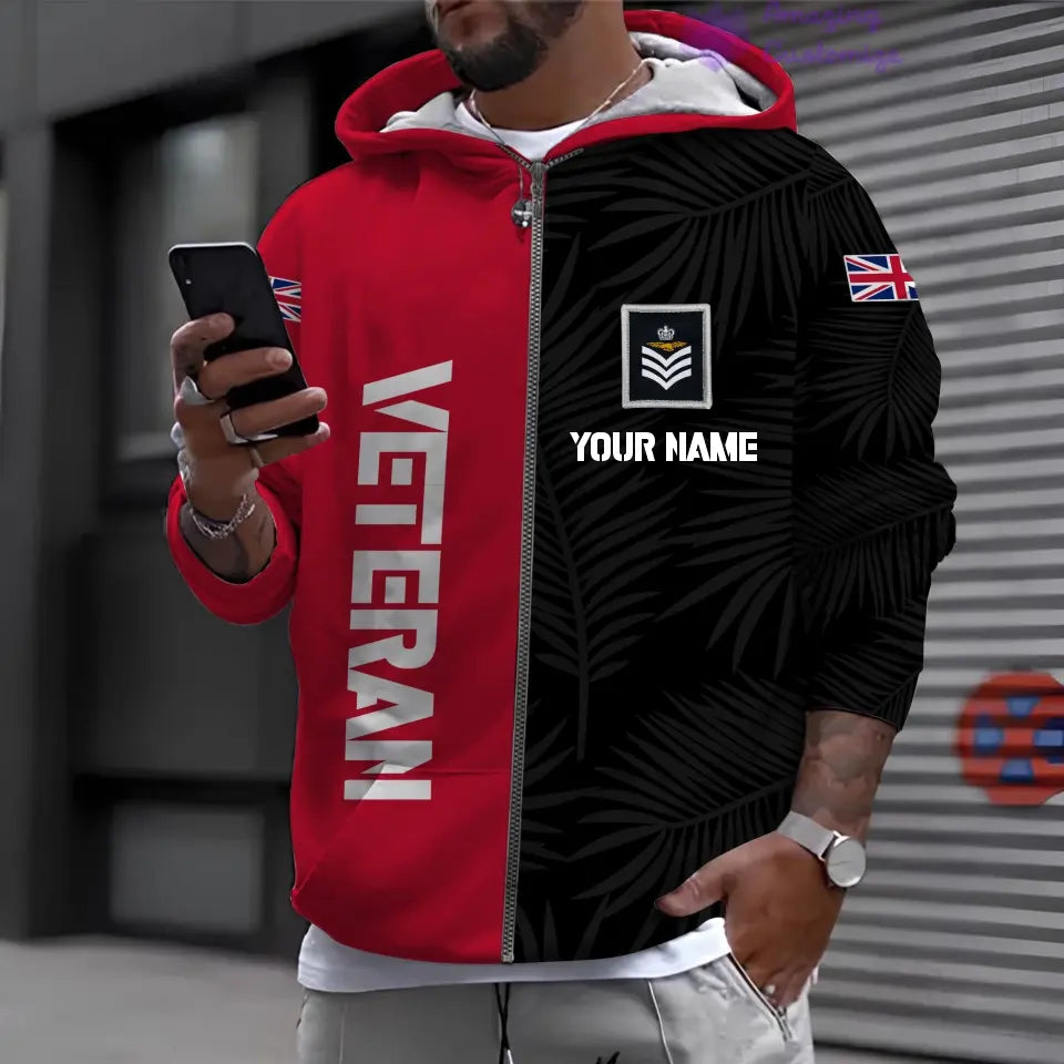 Personalized UK Soldier/ Veteran Camo With Name And Rank Hoodie Shirt 3D Printed  - 17090784