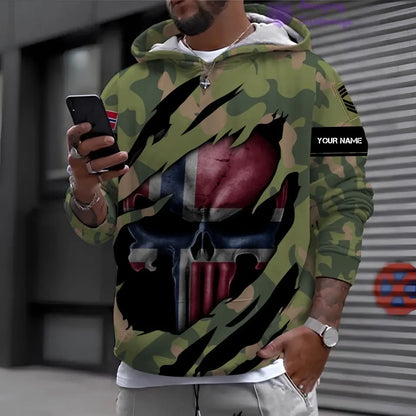 Personalized Norway Soldier/ Veteran Camo With Name And Rank Hoodie 3D Printed - 1712534401
