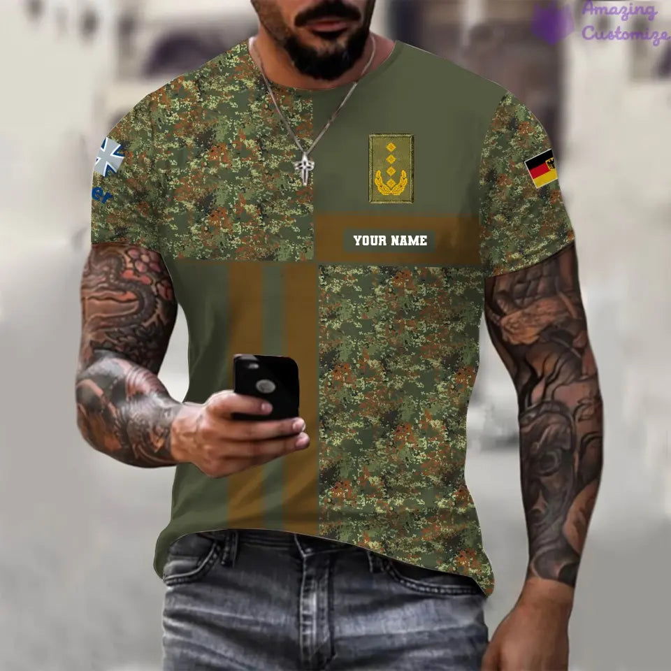 Personalized Germany Soldier/ Veteran Camo With Name And Rank T-shirt Printed  - 17150400
