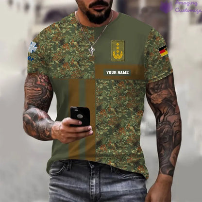 Personalized Germany Soldier/ Veteran Camo With Name And Rank T-shirt Printed  - 17150400