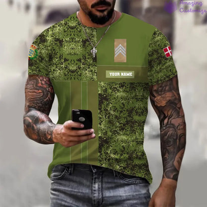 Personalized Denmark Soldier/Veteran with Name and Rank T-shirt All Over Printed - 17150400