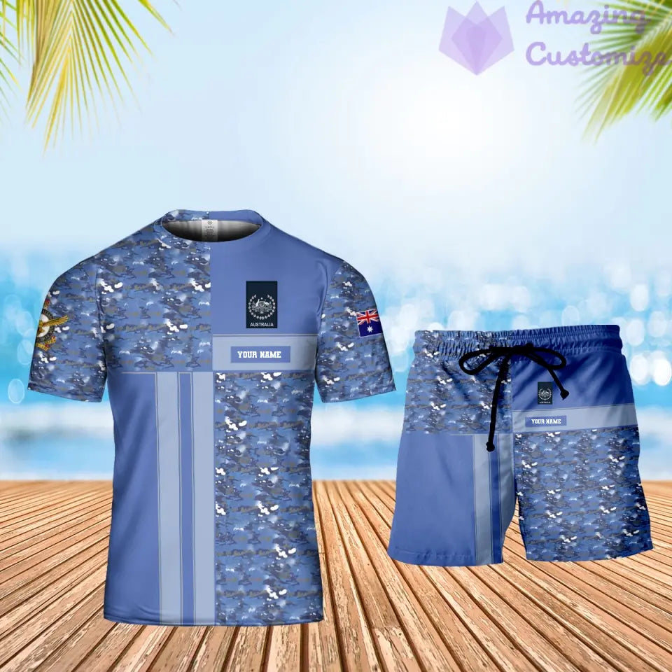 Personalized Australia Soldier/ Veteran Camo With Name And Rank Combo T-Shirt + Short 3D Printed  - 17124480