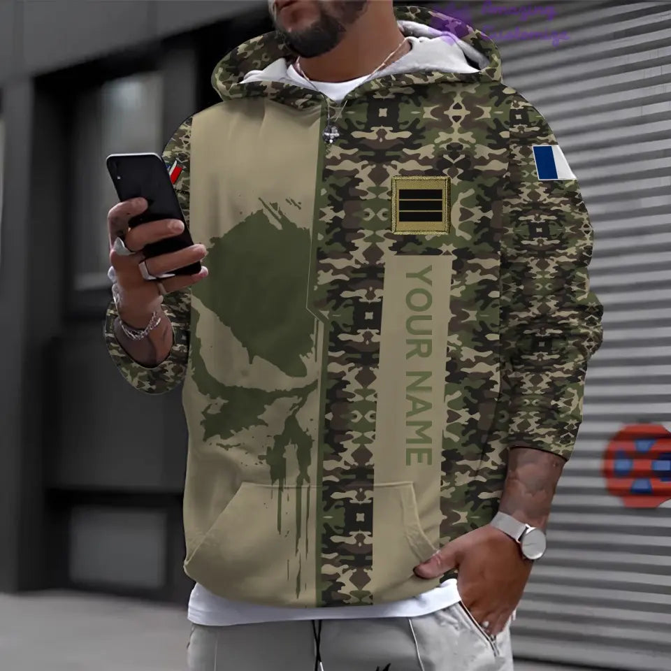 Personalized France Soldier/ Veteran Camo With Name And Rank Hoodie Printed  - 10052401QA
