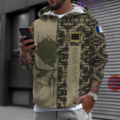 Personalized France Soldier/ Veteran Camo With Name And Rank Hoodie Printed  - 10052401QA