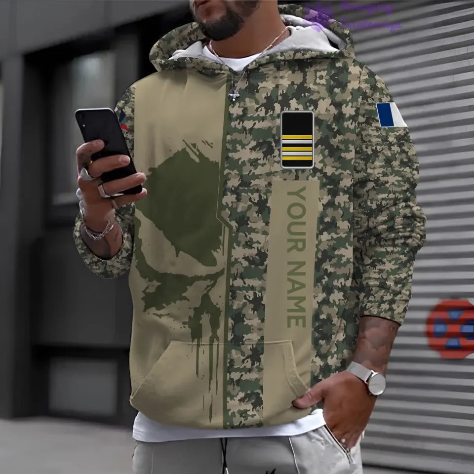 Personalized France Soldier/ Veteran Camo With Name And Rank Hoodie Printed  - 10052401QA