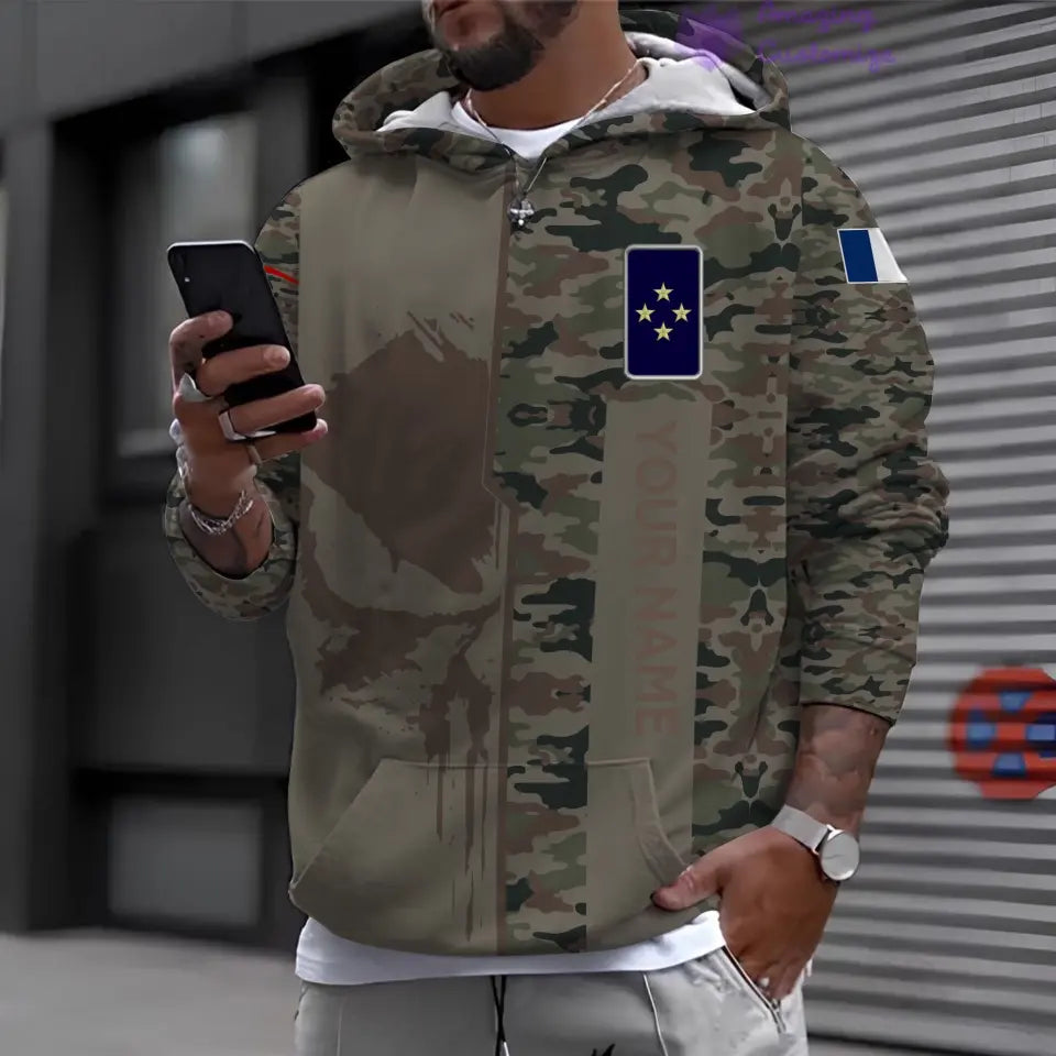 Personalized France Soldier/ Veteran Camo With Name And Rank Hoodie Printed  - 10052401QA