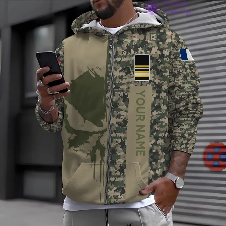 Personalized France Soldier/ Veteran Camo With Name And Rank Hoodie Printed  - 10052401QA