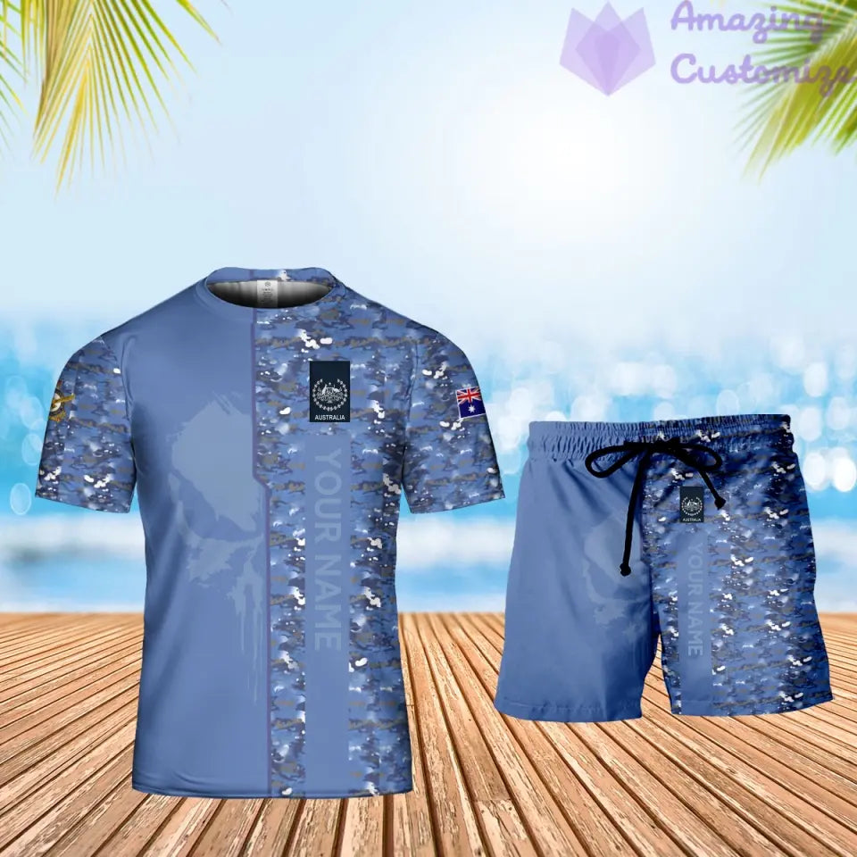 Personalized Australia Soldier/ Veteran Camo With Name And Rank Combo T-Shirt + Short 3D Printed  - 17152992