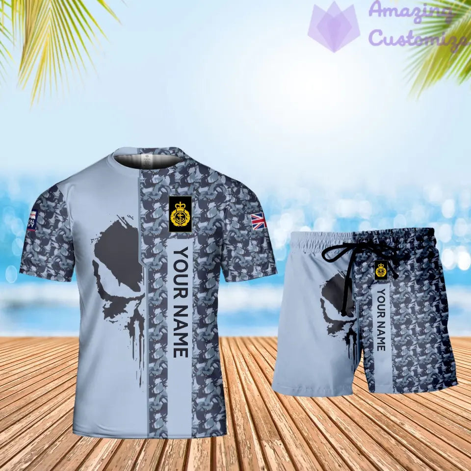 Personalized UK Soldier/ Veteran Camo With Name And Rank Combo T-Shirt + Short 3D Printed  - 17152992
