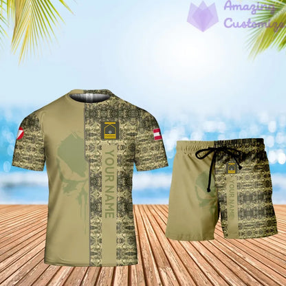 Personalized Austria Soldier/ Veteran Camo With Name And Rank Combo T-Shirt + Short 3D Printed - 17154720