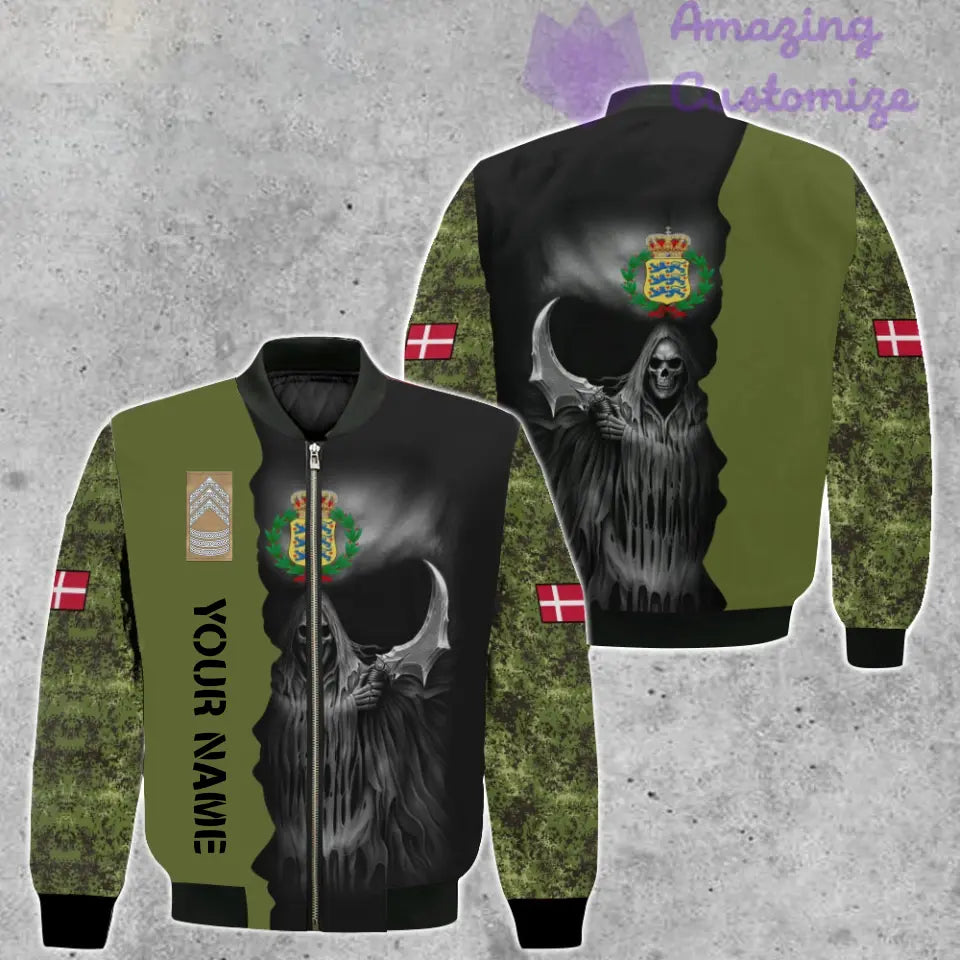 Personalized Denmark Soldier/ Veteran Camo With Name And Rank Bomber Jacket 3D Printed - 260124QA