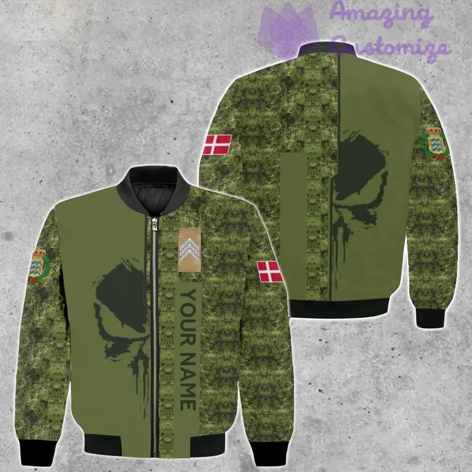 Personalized Denmark Soldier/ Veteran Camo With Name And Rank Bomber Jacket 3D Printed - 17152992