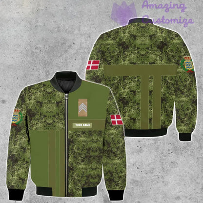 Personalized Denmark Soldier/ Veteran Camo With Name And Rank Bomber Jacket 3D Printed - 17150400