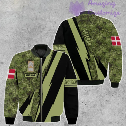 Personalized Denmark Soldier/ Veteran Camo With Name And Rank Bomber Jacket 3D Printed - 17121024