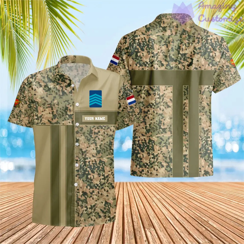 Personalized Netherlands Soldier/ Veteran Camo With Name And Rank Hawaii Printed  - 17150400