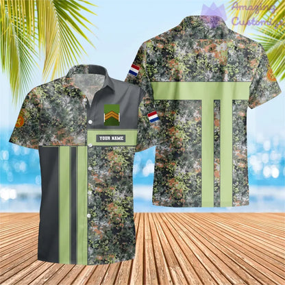 Personalized Netherlands Soldier/ Veteran Camo With Name And Rank Hawaii Printed  - 17150400