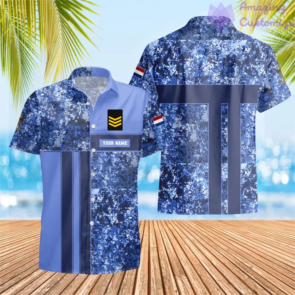 Personalized Netherlands Soldier/ Veteran Camo With Name And Rank Hawaii Printed  - 17150400
