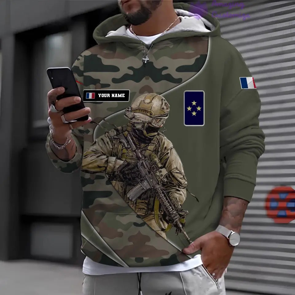Personalized France with Name and Rank Soldier/Veteran Hoodie All Over Printed - 15052401QA