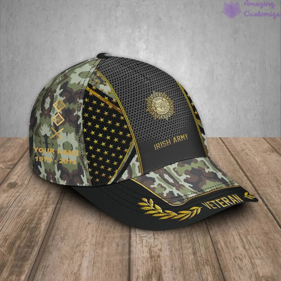 Personalized Rank, Year And Name Ireland Soldier/Veterans Camo Baseball Cap - 17163360