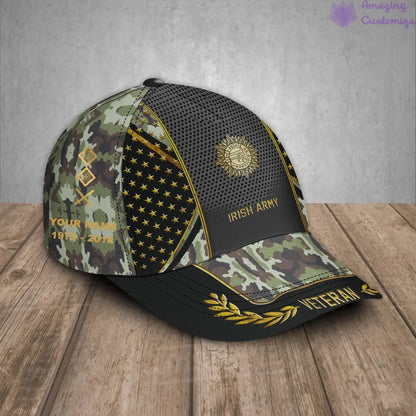 Personalized Rank, Year And Name Ireland Soldier/Veterans Camo Baseball Cap - 17163360