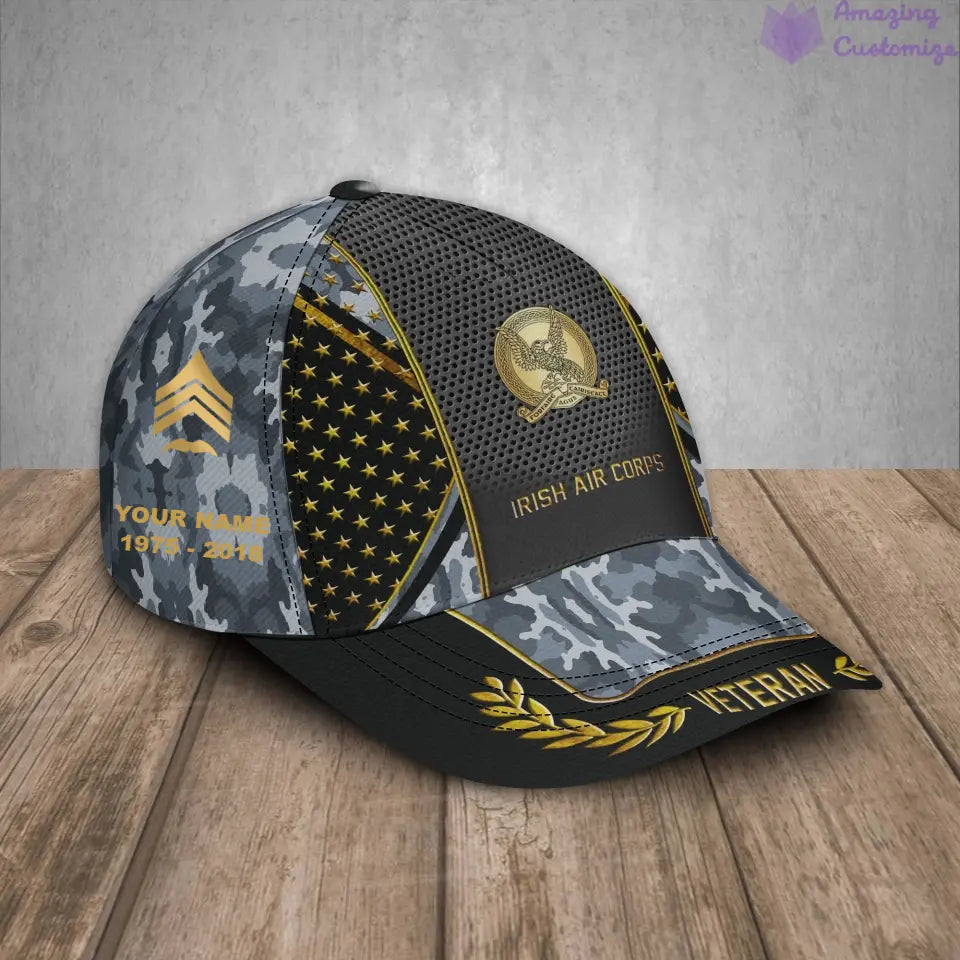 Personalized Rank, Year And Name Ireland Soldier/Veterans Camo Baseball Cap - 17163360