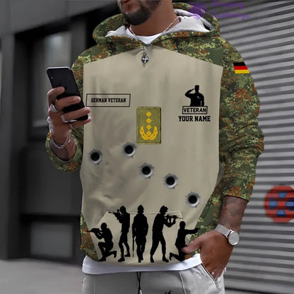 Personalized Germany with Name and Rank Soldier/Veteran Hoodie All Over Printed - 1717113601