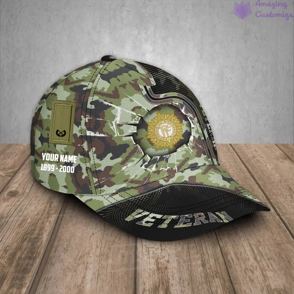Personalized Rank, Year And Name Ireland Soldier/Veterans Camo Baseball Cap - 17170272