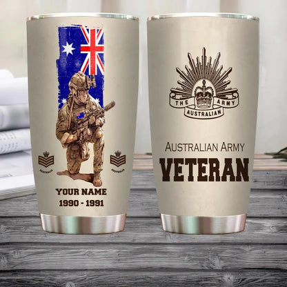 Personalized Australia Veteran/ Soldier With Rank, Year And Name Tumbler - 17179776
