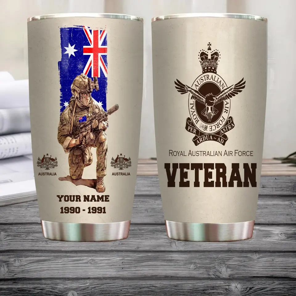 Personalized Australia Veteran/ Soldier With Rank, Year And Name Tumbler - 17179776