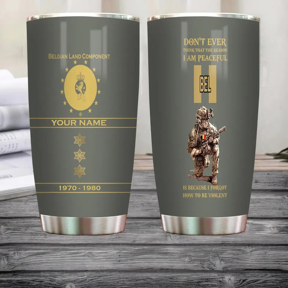 Personalized Belgium Veteran/ Soldier With Rank, Year And Name Tumbler - 17180640