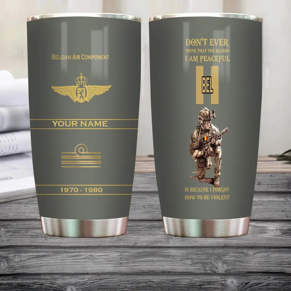 Personalized Belgium Veteran/ Soldier With Rank, Year And Name Tumbler - 17180640