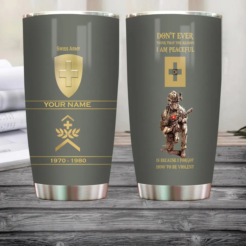 Personalized Swiss Veteran/ Soldier With Rank, Year And Name Tumbler All Over Printed - 17180640