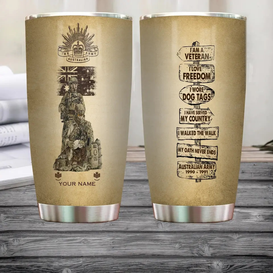 Personalized Australia Veteran/ Soldier With Rank, Year And Name Tumbler - 17181504