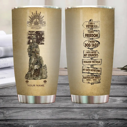 Personalized Australia Veteran/ Soldier With Rank, Year And Name Tumbler - 17181504