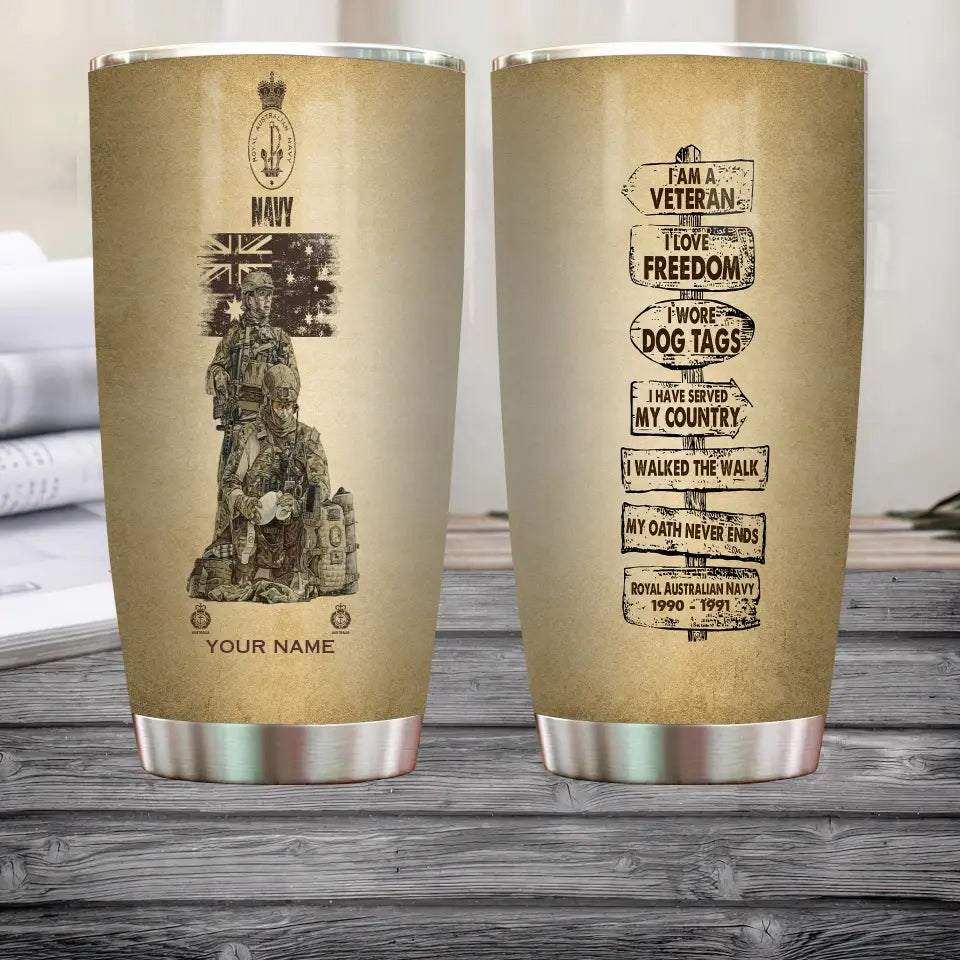 Personalized Australia Veteran/ Soldier With Rank, Year And Name Tumbler - 17181504