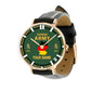 Personalized Germany Soldier/ Veteran With Name, Rank and Year Black Stitched Leather Watch - 1718582401 - Gold Version