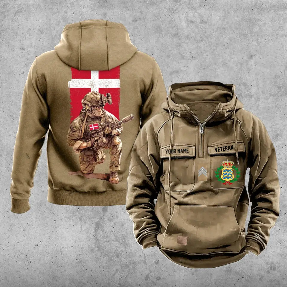 Personalized Denmark Soldier/Veteran Vintage Hoodie All Over Printed - 1718928001