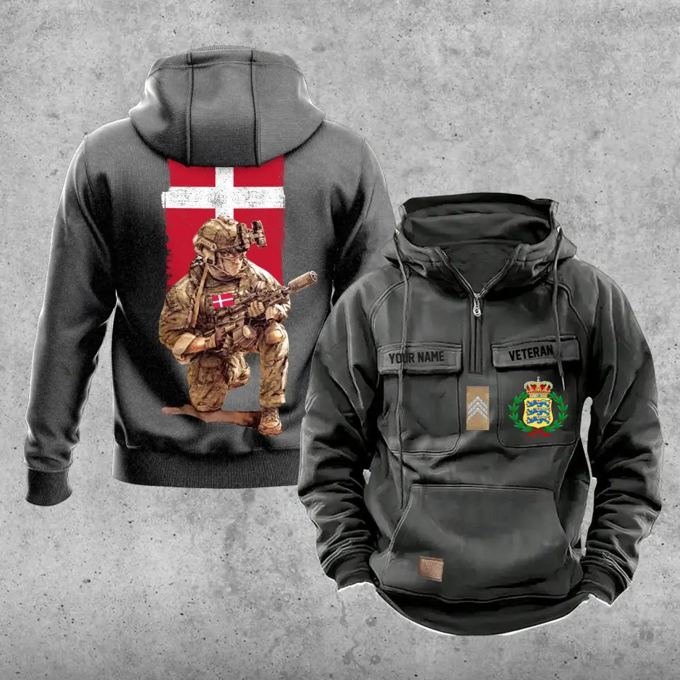Personalized Denmark Soldier/Veteran Vintage Hoodie All Over Printed - 1718928001