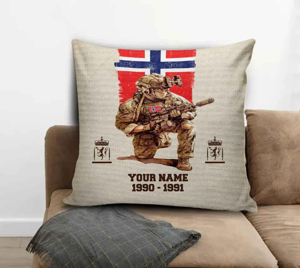 Personalized Norway Soldier/ Veteran With Name, Year And Rank Pillow 3D Printed - 17199648