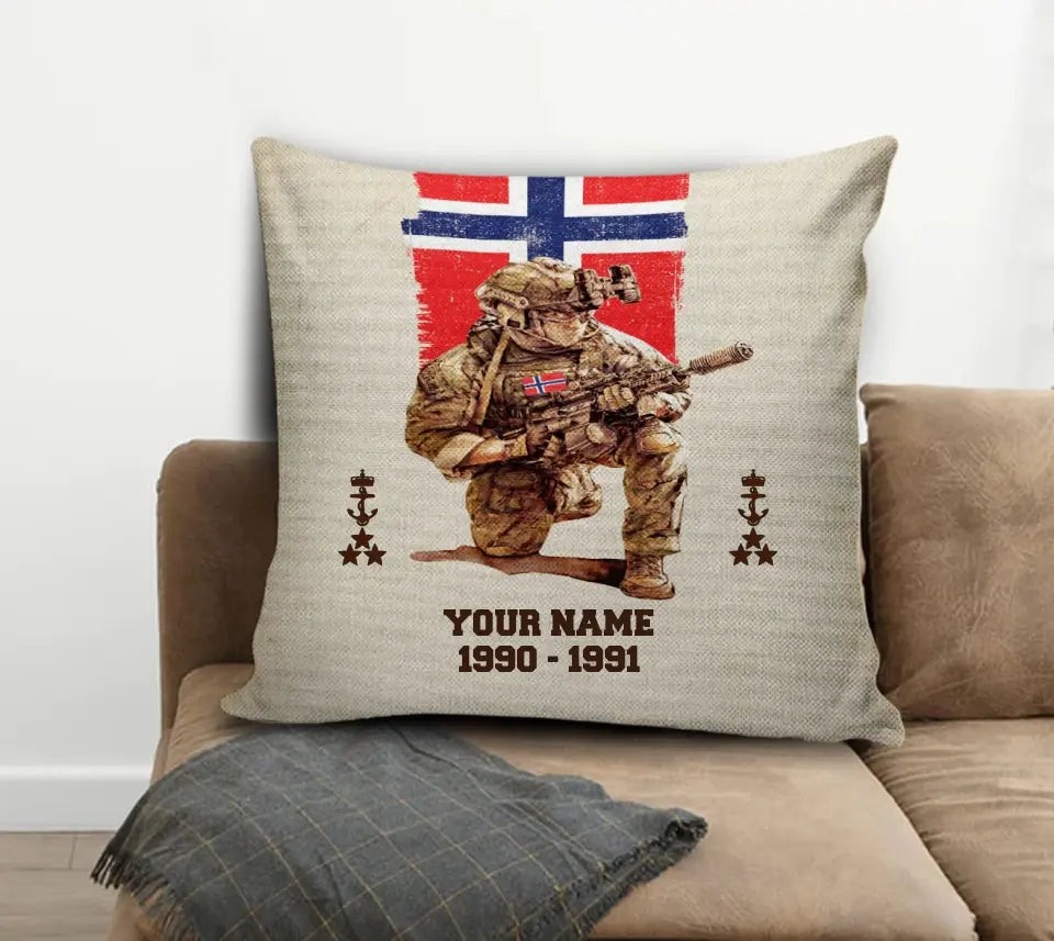 Personalized Norway Soldier/ Veteran With Name, Year And Rank Pillow 3D Printed - 17199648