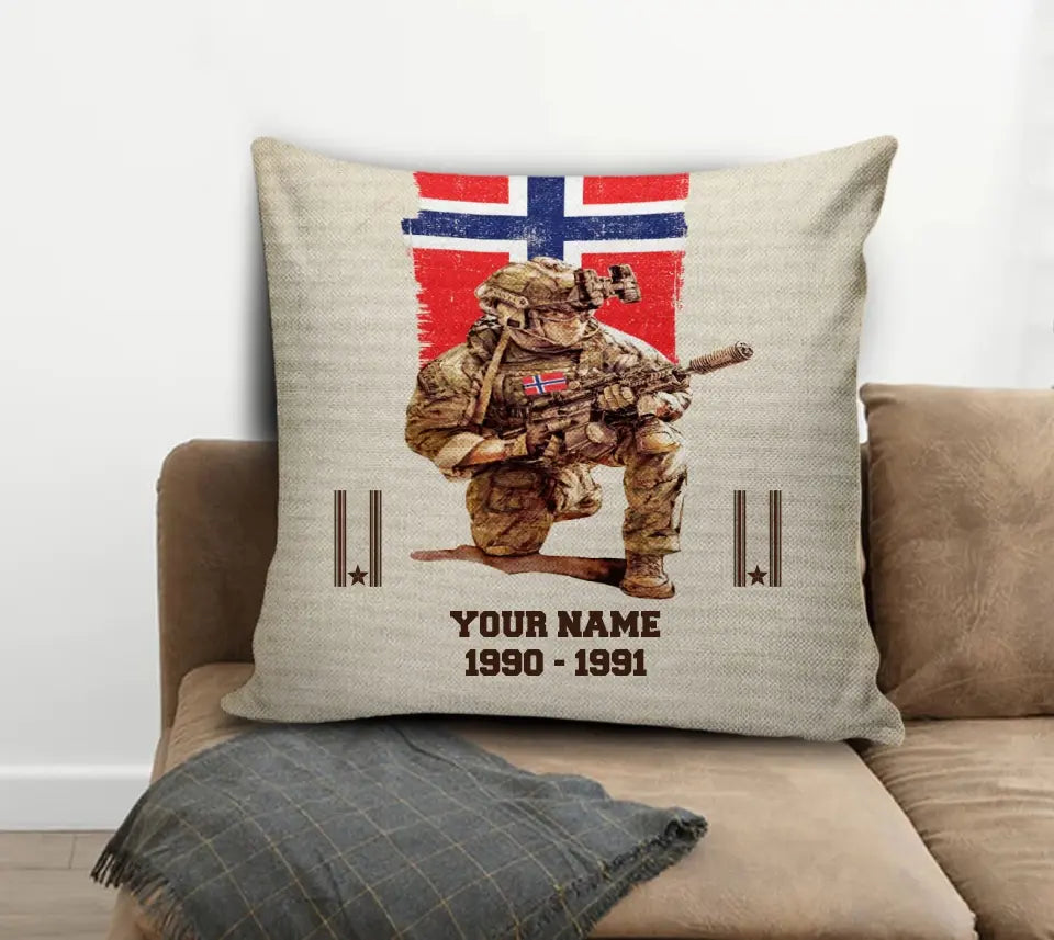 Personalized Norway Soldier/ Veteran With Name, Year And Rank Pillow 3D Printed - 17199648