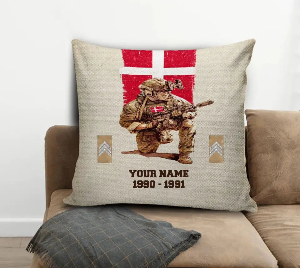 Personalized Denmark Soldier/ Veteran With Name, Year And Rank Pillow 3D Printed - 17199648