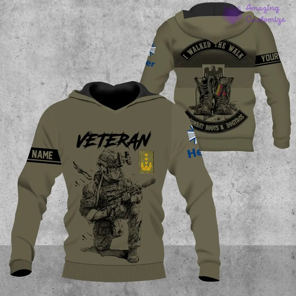 Sweat à capuche personnalisé avec motif camouflage soldat/vétéran allemand avec nom et grade imprimé sur toute la surface - 1720569602