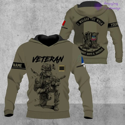 Sweat à capuche personnalisé avec camouflage soldat/vétéran de la France avec nom et grade imprimé sur toute la surface - 1720569602