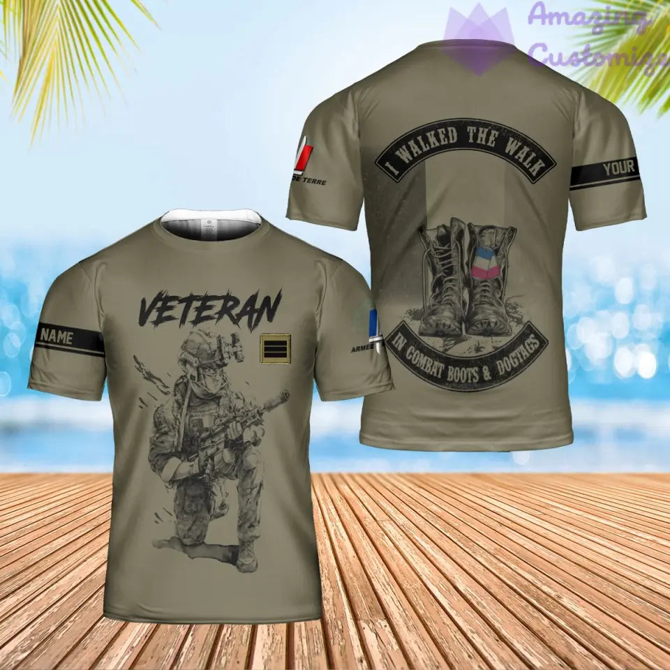 Sweat à capuche personnalisé avec camouflage soldat/vétéran de la France avec nom et grade imprimé sur toute la surface - 1720569602