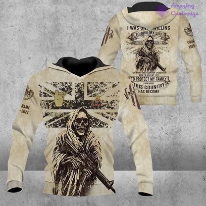 Personalized UK Soldier/Veteran Camo with Name, Year and Rank Hoodie All Over Printed - 17216064