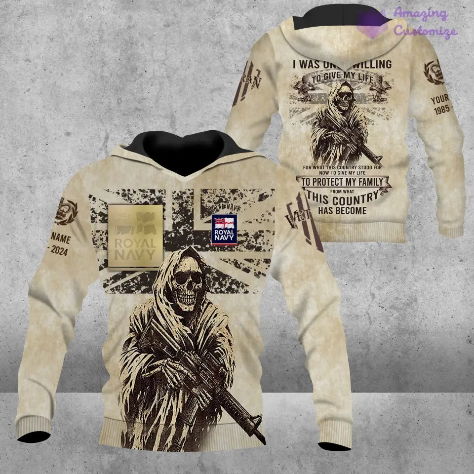 Personalized UK Soldier/Veteran Camo with Name, Year and Rank Hoodie All Over Printed - 17216064